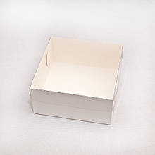 Коробка для  десертів та зефіру/ бенто-торт  з прозорою кришкою 170*170*80 Біла