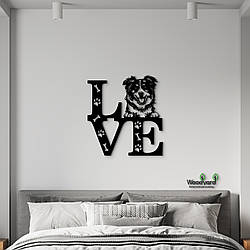Панно Love&Paws Австралійська вівчарка 20x23 см - Картини та лофт декор з дерева на стіну.