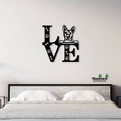Панно Love&Paws Басенджі 20x20 см - Картини та лофт декор з дерева на стіну.