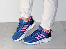 Жіночі сині кросівки з рожевим Adidas текстиль весна літо.