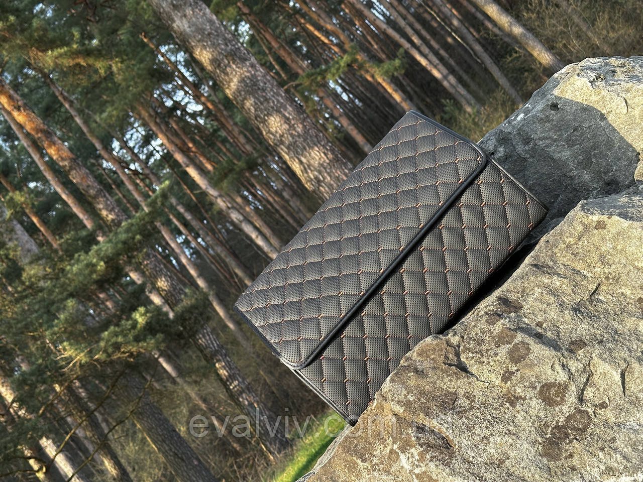 Органайзер 65 для авто. Автомобільний органайзер в багажник. (Колір: Чорний, Нитка: Коричнева), фото 1