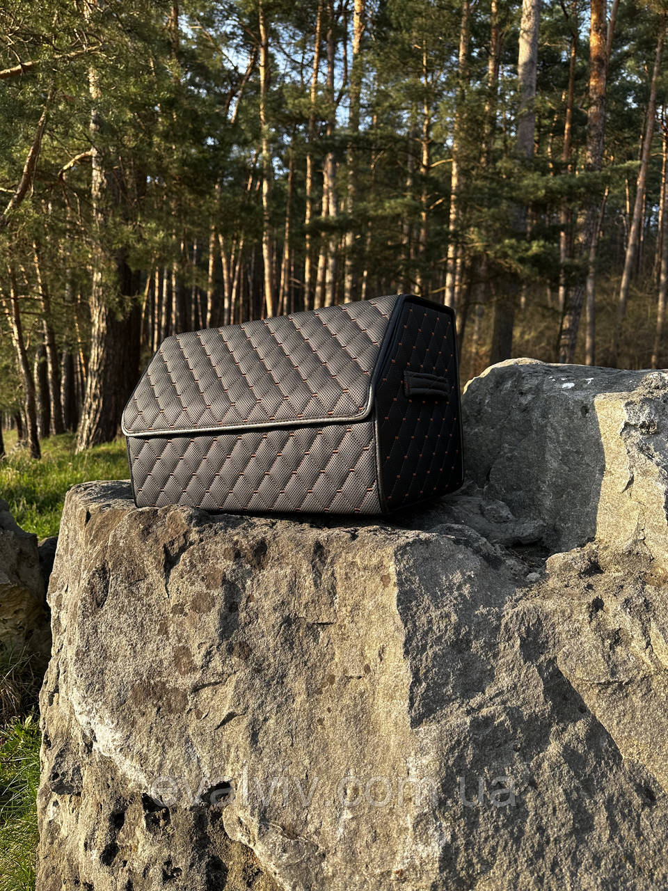 Органайзер для авто. Автомобільний органайзер в багажник. (Колір: Чорний, Нитка: Коричнева), фото 1