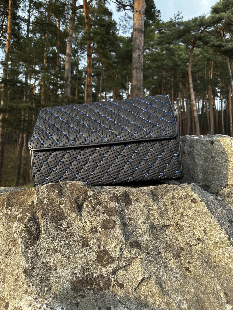 Органайзер для авто. Автомобільний органайзер в багажник. (Колір: Чорний, Нитка: Синя), фото 1