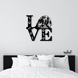 Панно Love&Paws Бассет-хаунд 20x20 см - Картини та лофт декор з дерева на стіну.