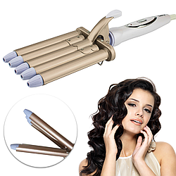 Плойка для завивки волосся п'ять хвиль Geemy GM 2932 / Керамічна п'ятихвильова плойка / Щипці для локонів