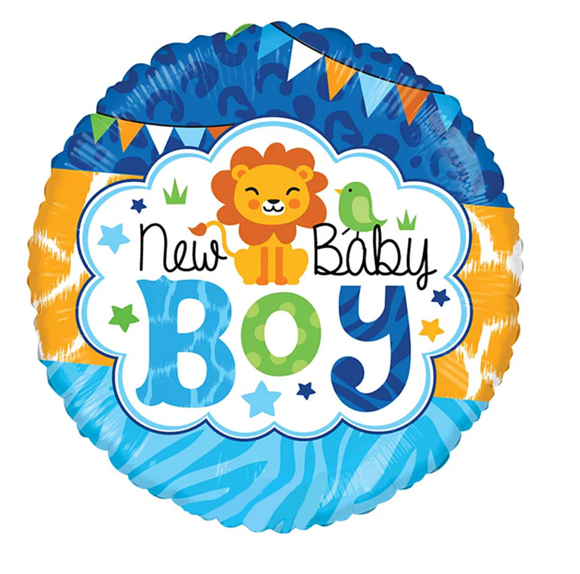 Фольгована кулька круг "New baby boy" блакитна 18"(45см) 1шт.