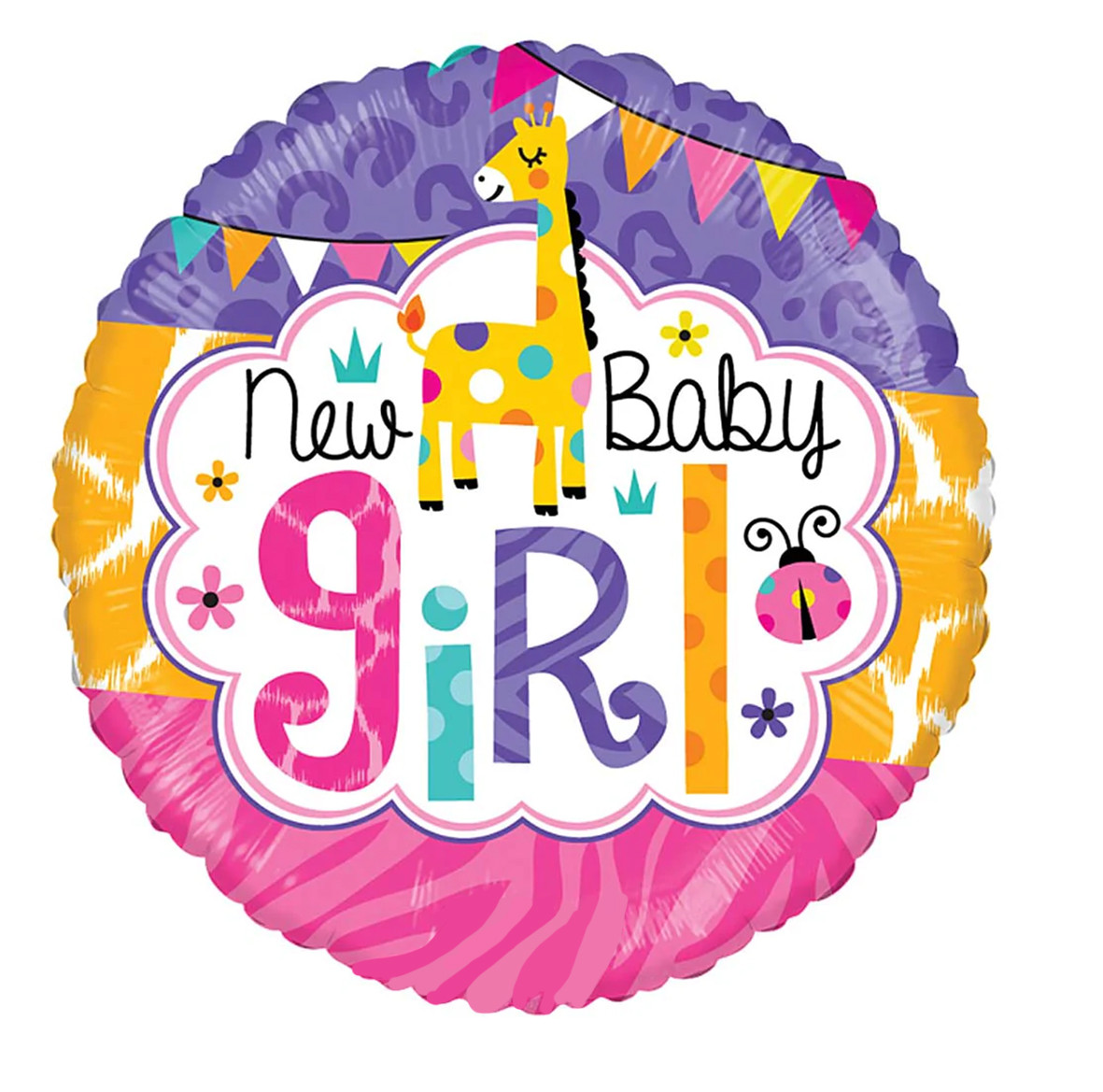 Фольгована кулька круг "New baby girl" рожева 18"(45см) 1шт.