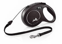 Повідець рулетка Flexi New Classic M, для собак вагою до 20 кг, трос 8 метрів, колір чорний