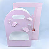 Коробка-кошик для квітів та подарунка, 200*80*320 мм, з ручками, пудра, фото 3