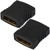 Перехідник, гніздо HDMI - гніздо HDMI, gold, пластик