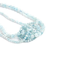 Аквамарин натуральний камінь для браслетів та підвісок намистини для рукоділля на нитці 39-41 см діаметр 6 мм