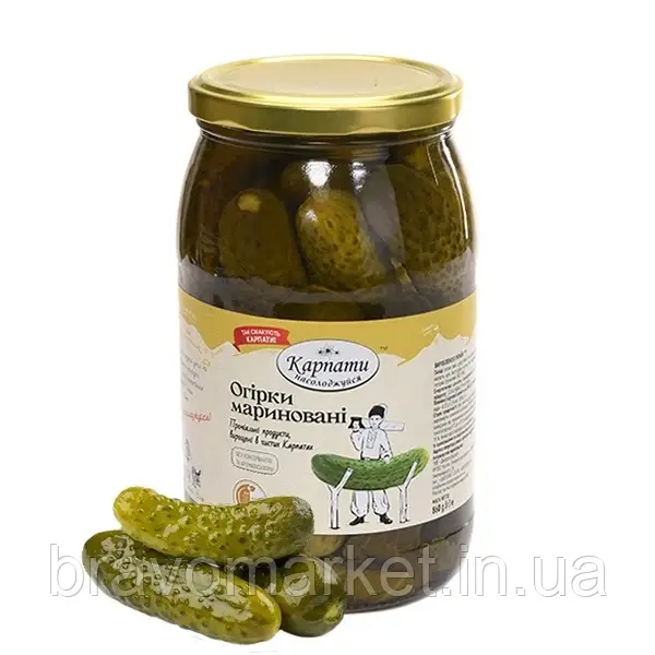 Огірки  мариновані 680 г ТМ Карпати Насолоджуйся, фото 1
