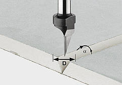 Фреза для вибірки V-подібного паза в листах гіпсокартону HW S8 D12,5/45° хвостовик 8 мм Festool 491000