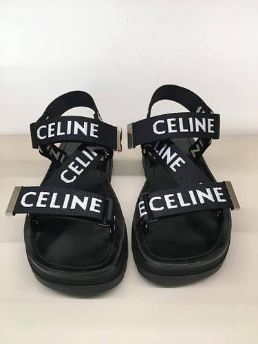 Черные женские кожаные сандали celine на массивной платформе Селин ...