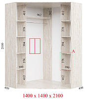 Кутова шафа-купе Стандарт 1.4 м, Фенікс