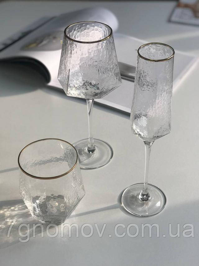 Набір 6 склянок для напоїв з прозорого скла Кристал 450 мл