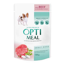 Вологий корм для собак Optimeal з яловичиною та журавлиною 100г