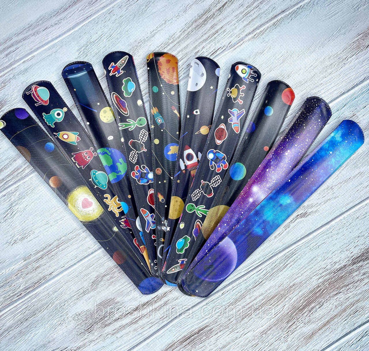 Дитячі браслетики/лінійка оптом 12 шт./пач. КОСМОС, фото 1