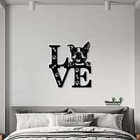 Панно Love&Paws Бостонский терьер 20x23 см - Картины и лофт декор из дерева на стену.
