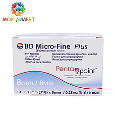 Голки для шприц-ручок BD Micro-Fine+ «МікроФайн» 8 мм 100 шт.