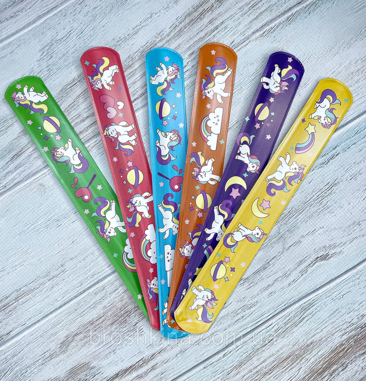 Дитячі браслетики/лінійка оптом 12 шт./пач. ЄДИНОРОГИ, фото 1