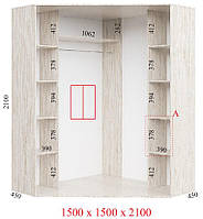 Кутова шафа-купе Стандарт 1.5 м, Фенікс