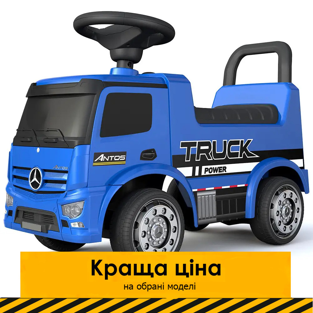 Дитяча каталка-толокар Mercedes (машинка, музика, на батарейці) Вантажівка Bambi 656-4 Синій
