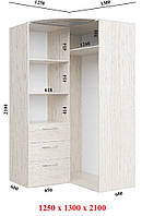 Кутова шафа-купе Стандарт 1.25 м, Фенікс