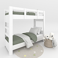 Ліжко двоповерхове розбірне з ламелями на дерев'яній основі Тандем 2   1800х2064х866 мм Білий