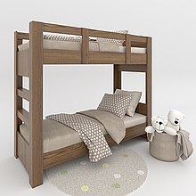 Ліжко двоповерхове розбірне з ламелями на дерев'яній основі Тандем 2   1800х2064х866 мм Дуб Родос темний