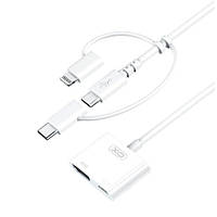 Переходник USB-HUB XO HUB009 3в1 Lightning/Micro/Type-C - HDMI