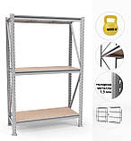 Стеллаж для складу, архіву, магазину. SN п. 2000х1340х500 мм оц 3 яруса оц полка ДСП, фото 2