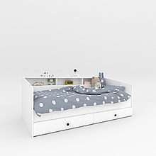 Дитяче ліжко з шухлядами Sleep well дерев'яна основа + ламелі 800х2040х1000 мм  Білий