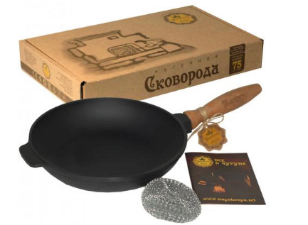 Сковорідка чавунна лита з дерев. ручкою 24х4см з кришкою №Т302С3Ук/S&T/