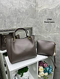 Темний беж - елегантний стильний зручний комплект сумка + клатч (2505), фото 7