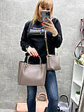 Темний беж - елегантний стильний зручний комплект сумка + клатч (2505), фото 9