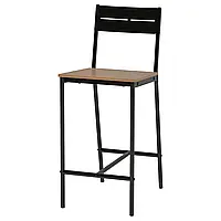 SANDSBERG Барный стул, черная/коричневая морилка, 63 см