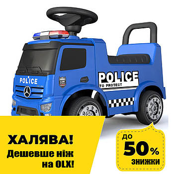 Дитяча каталка-толокар Police Mercedes (машинка, музика, на батарейці) Поліція Bambi 657-4 Синій