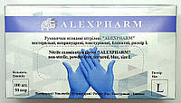 Перчатки нитриловые смотровые нестерильные неопудреные, размер L/ Alexpharm, голубые