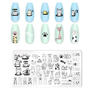 Пластина для стемпінгу прямокутна котики котячі лапки ChenJinTian-003