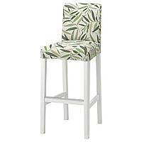 BERGMUND Барный стул со спинкой, белый/Фогельфорс многоцветный, 75 см