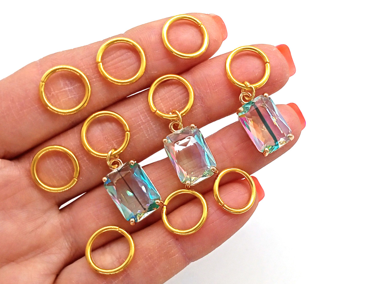 Морські кристали - Пірсинг для волосся #379, набір (10 шт.), золотистий, фото 1