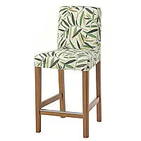 BERGMUND Барный стул со спинкой, имитация дуб/Фогельфорс многоцветный, 62 см