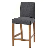 BERGMUND Барный стул со спинкой, имитация дуб/gunnared средний серый, 62 см