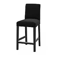 BERGMUND Барный стул со спинкой, черный/Djuparp темно-серый, 62 см