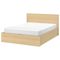 MALM Ліжко з контейнером, шпоном з білого дуба, 160x200 см