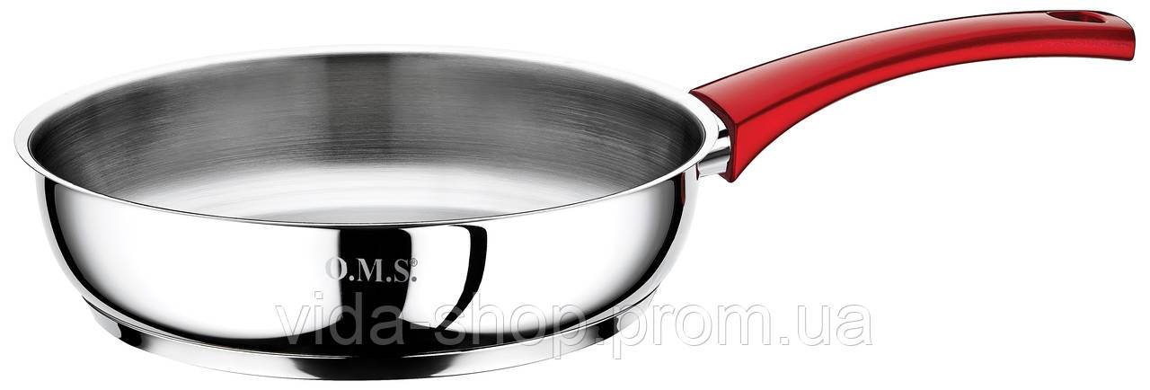 Сковорода з неіржавкої сталі 3 л (26*6 см) OMS 2038F-26-3 л-Red — Vida-Shop