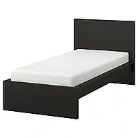 MALM Каркас кровати, высокий, черно-коричневый/Лурой, 90x200 см