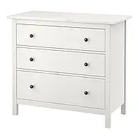 HEMNES Комод с 3 ящиками, белая морилка, 108x96 см