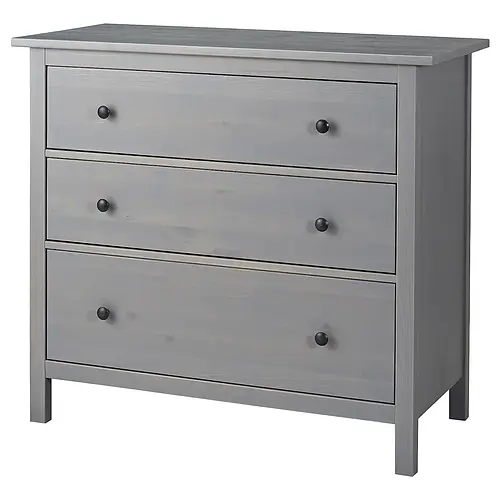 Купить HEMNES Комод с 3 ящиками, серая морилка, 108x96 см, цена 11669 ...
